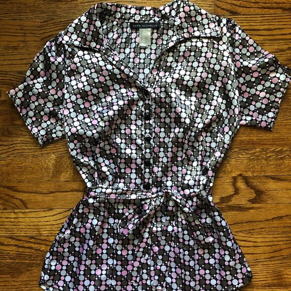 Sara Michelle Tops - Tailored satin button-down shirt